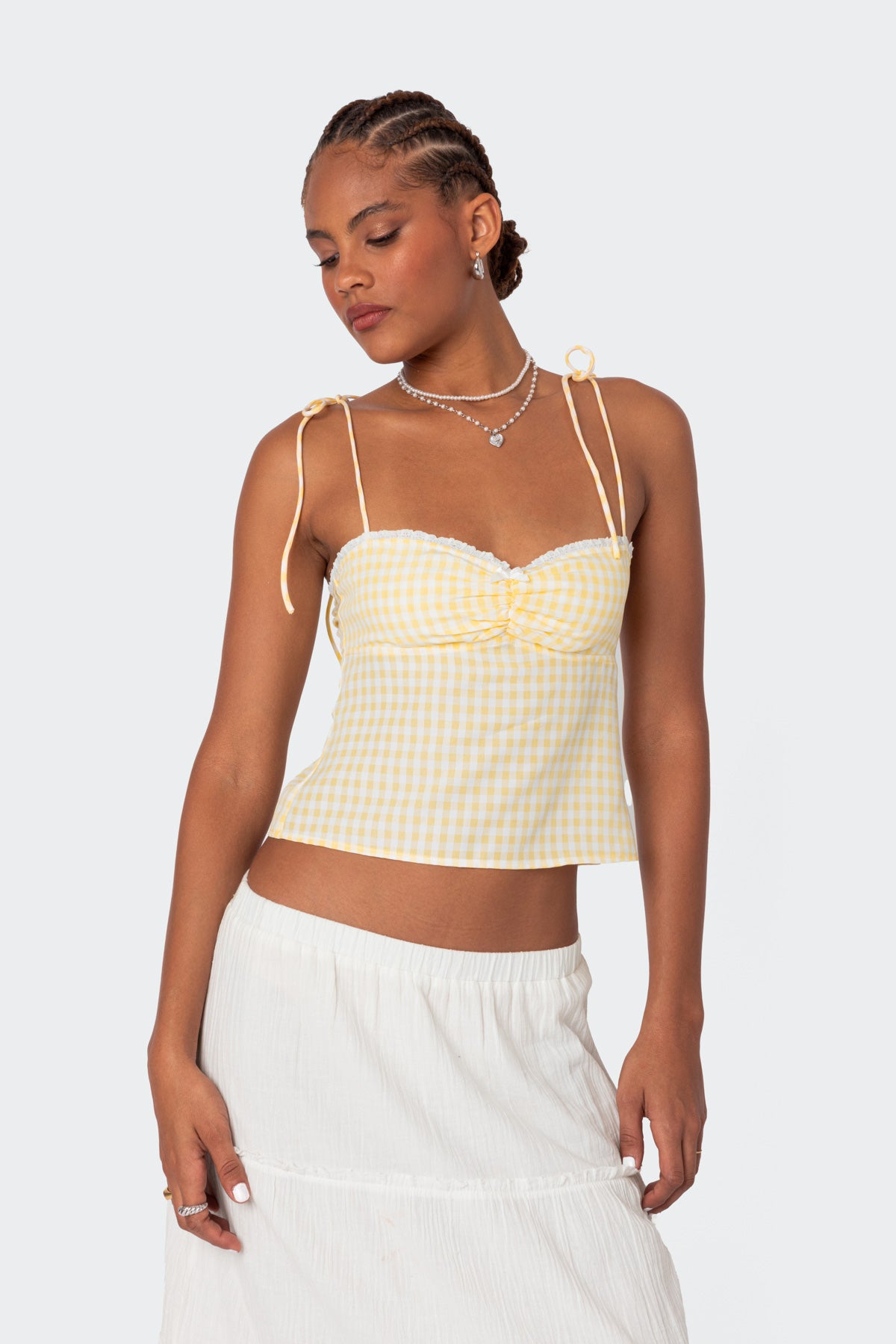 Billie Open Tie Back Gingham Top