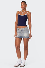 Priyanka Distressed Denim Mini Skirt