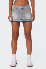 Priyanka Distressed Denim Mini Skirt