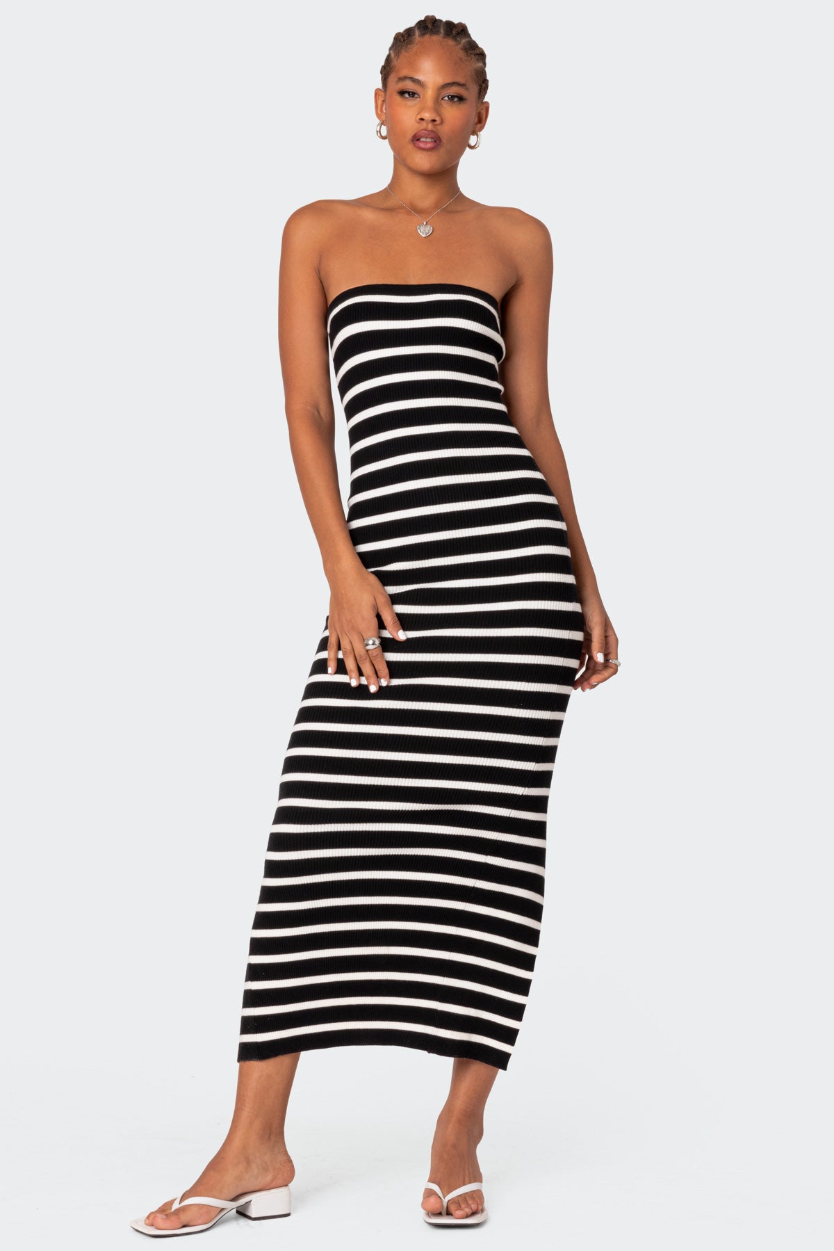 Knit Back Slitted Maxi Dress