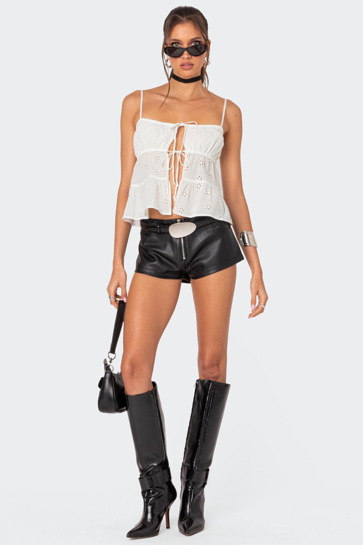 Chelsea Tie Front Eyelet Tank Top