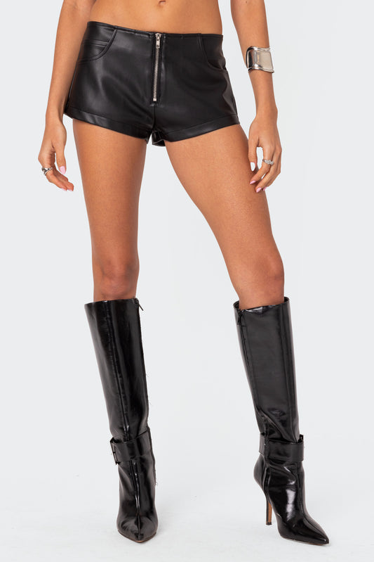 Zippy Faux Leather Micro Shorts