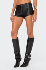 Zippy Faux Leather Micro Shorts