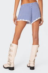 Patty Striped Lace Trim Shorts