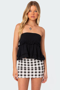 Ruffle Mesh Babydoll Tank Top