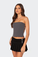 Pinstripe Open Back Strapless Top