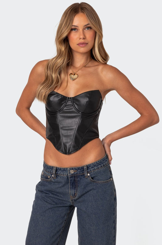 Aberdeen Faux Leather Cupped Corset
