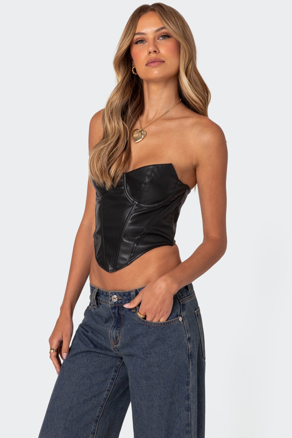 Aberdeen Faux Leather Cupped Corset