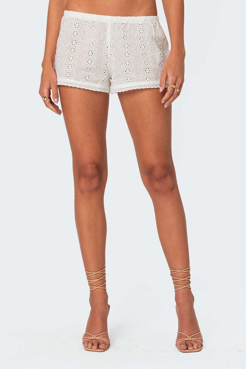 Sonia Eyelet Shorts - Off White main image 1