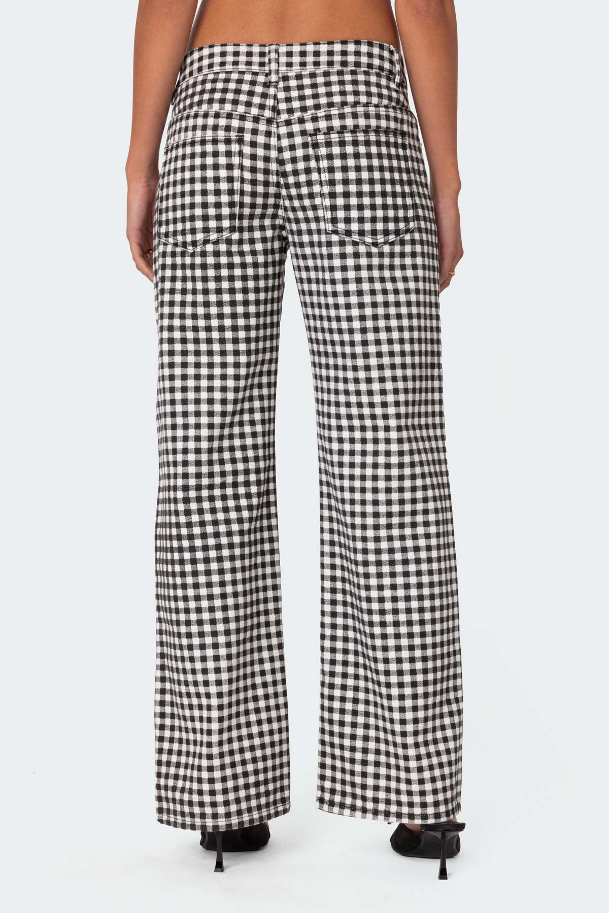 Gingham Printed Low Rise Jeans