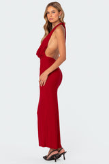 Cowl Neck Open Back Maxi Dress