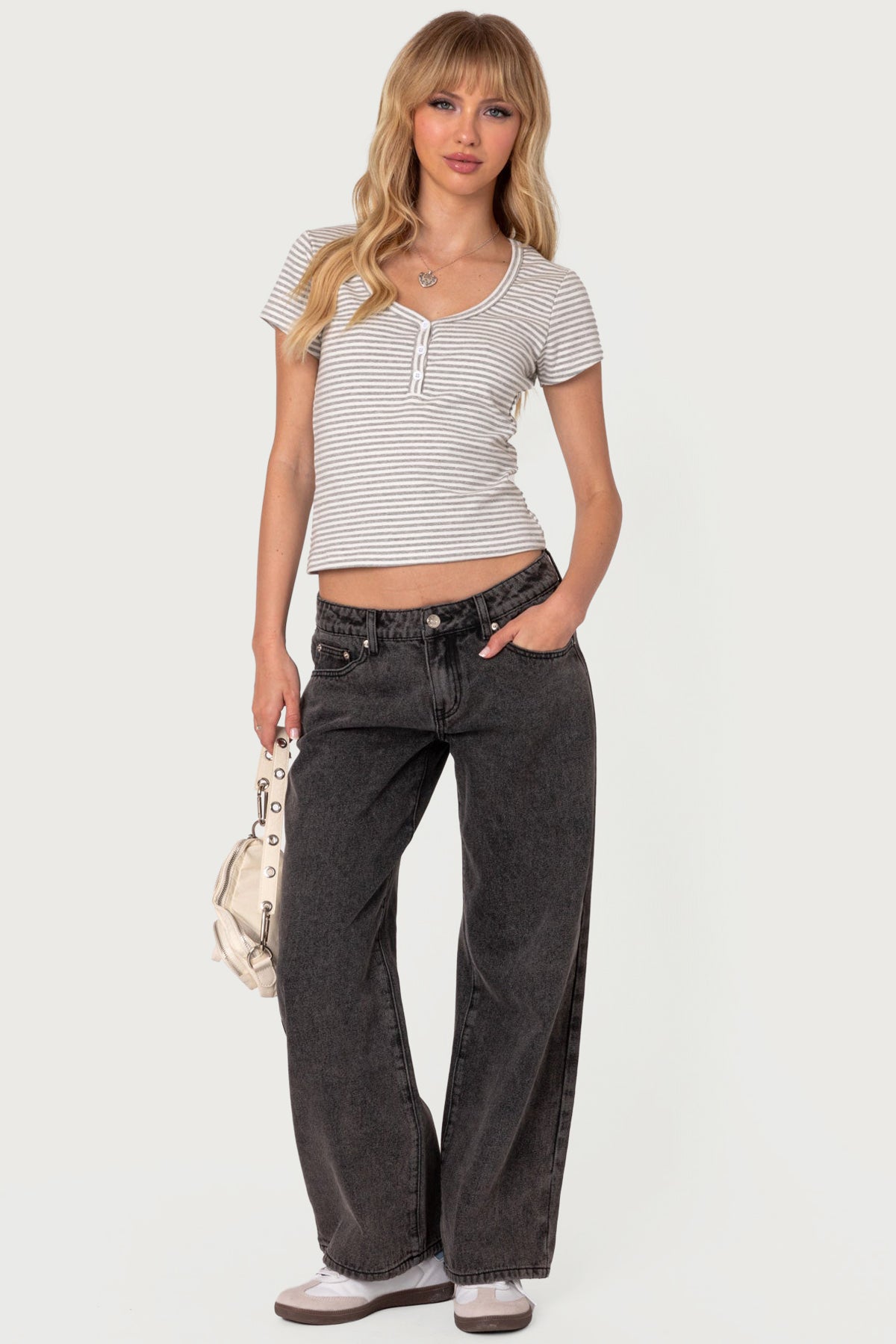 Kady Striped Henley T Shirt – edikted