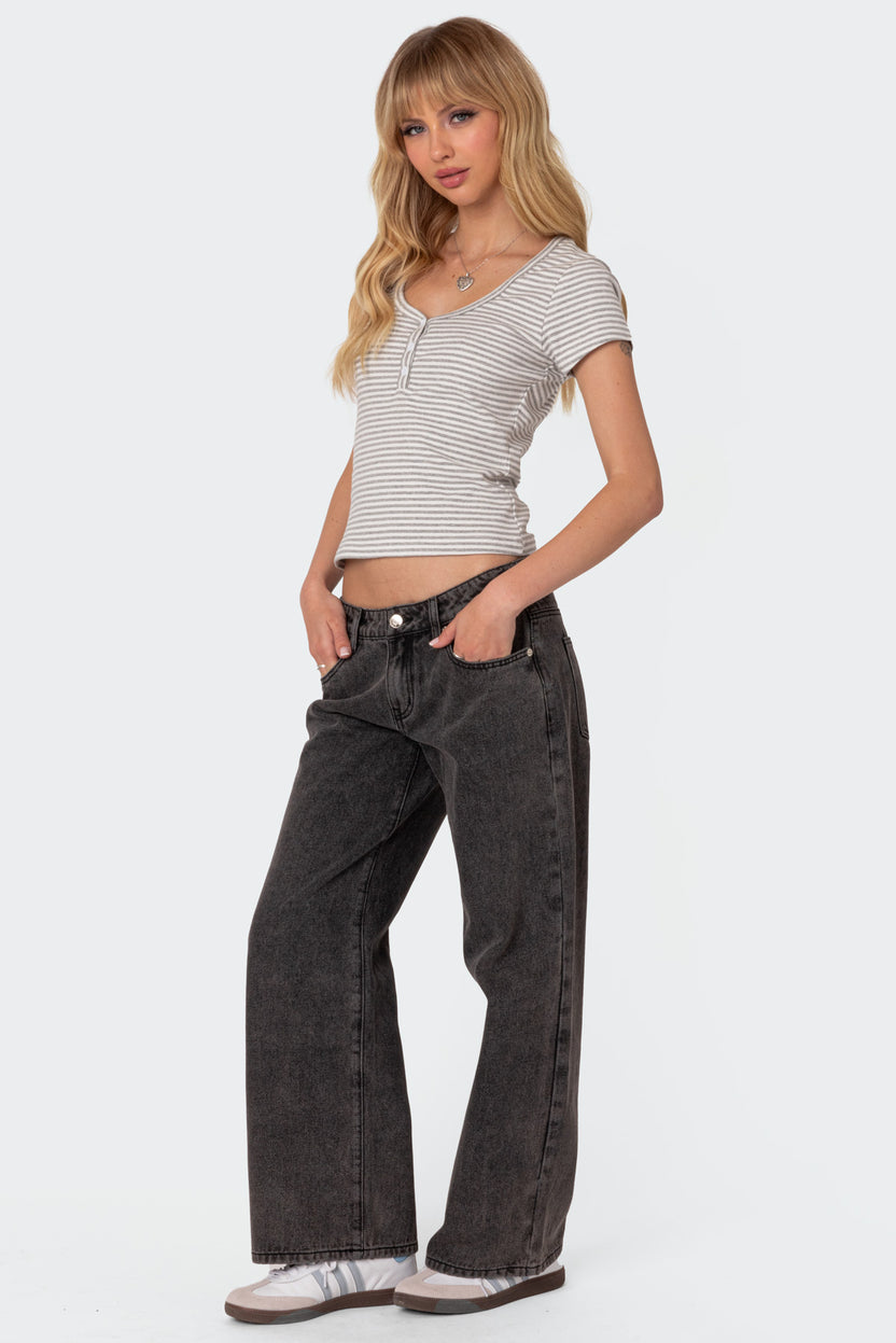 Petite Raelynn Washed Low Rise Baggy Jeans