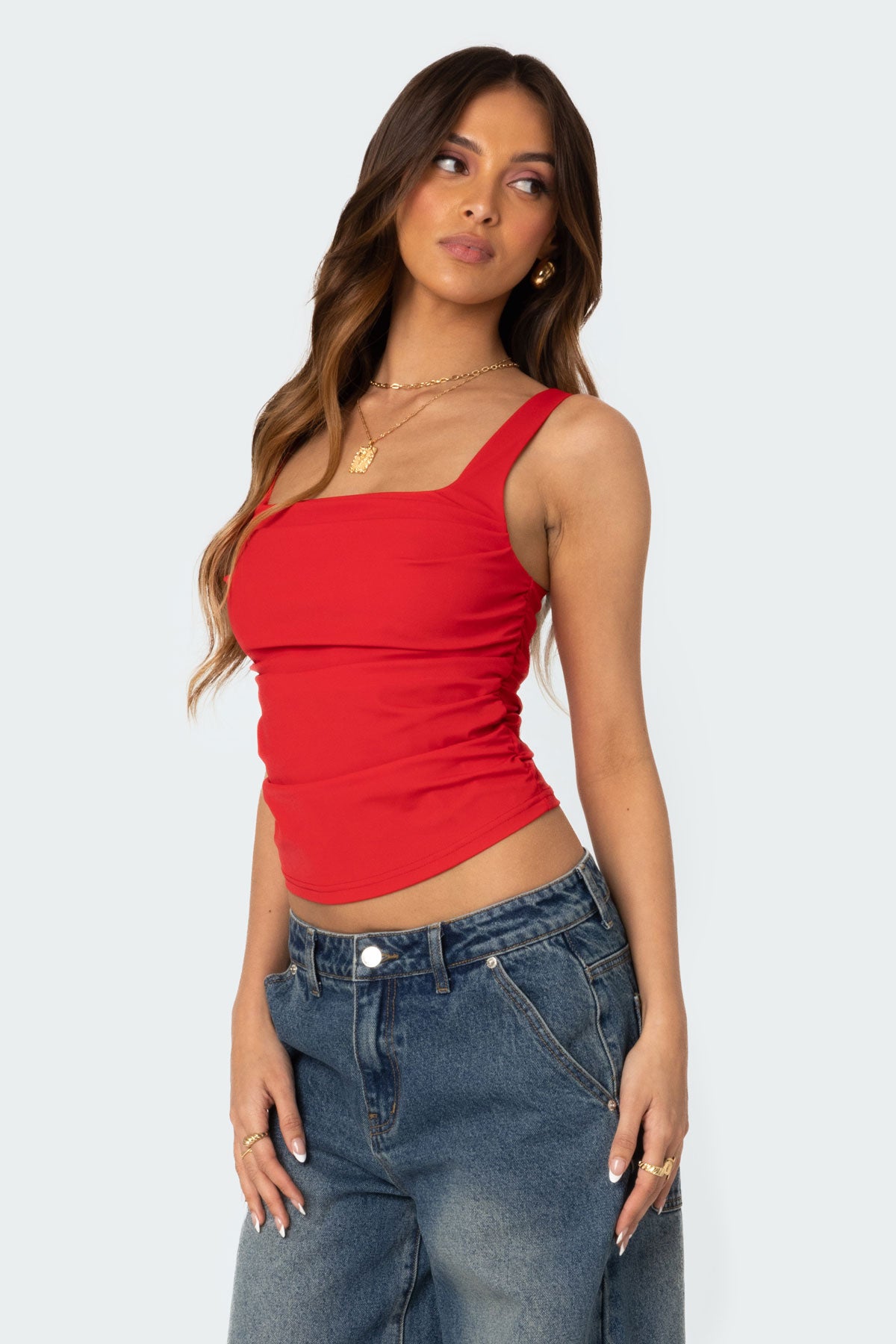 Rio Ruched Square Neck Top – edikted