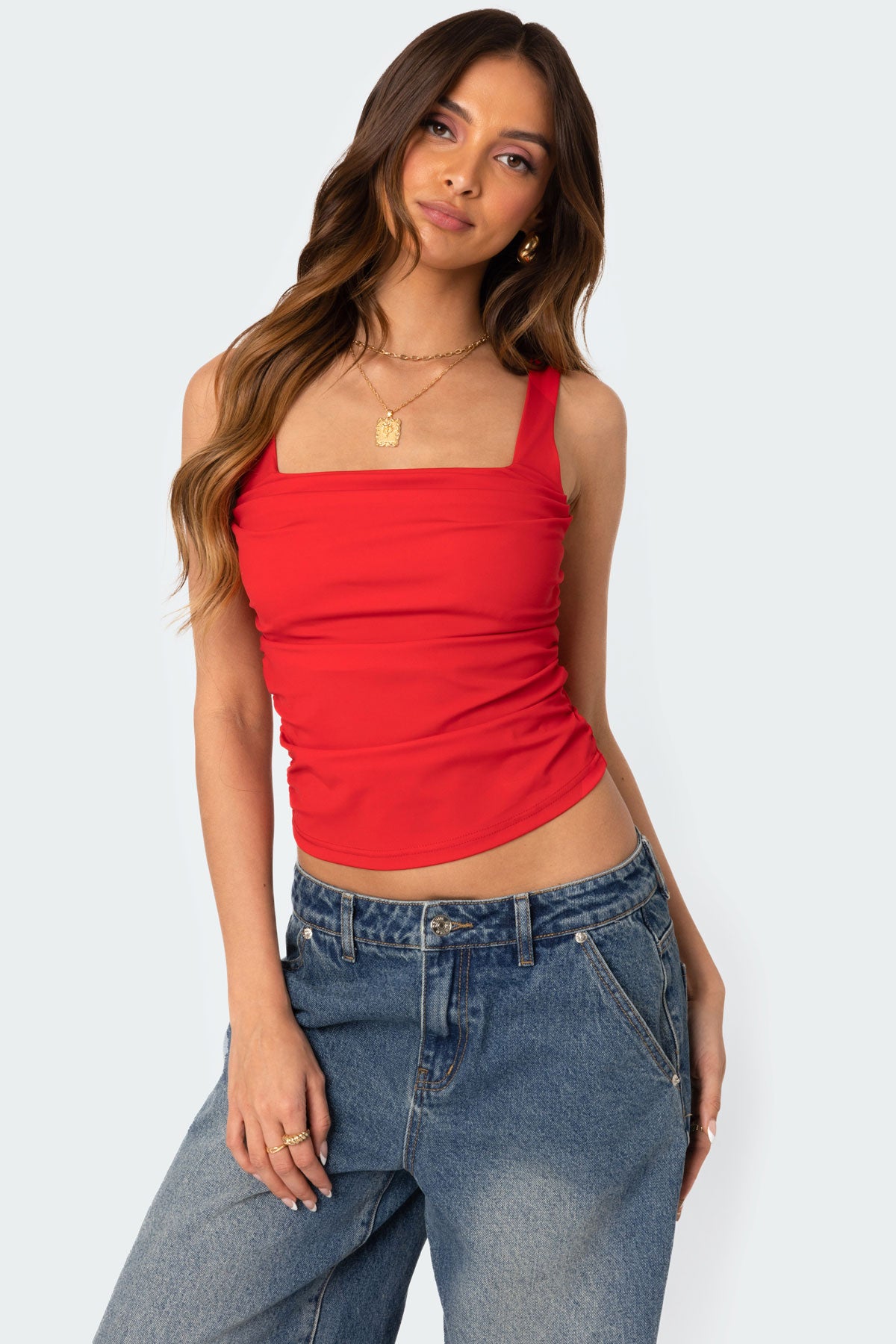 Rio Ruched Square Neck Top – edikted