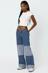 Lindsey Two Tone Cuffed Jeans