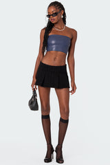 Mazie Faux Leather Bandeau Top