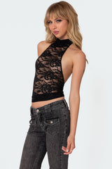 Alena High Neck Sheer Lace Top