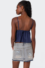 Linen Look Open Back Top