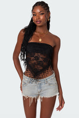 India Sheer Lace Strapless Top