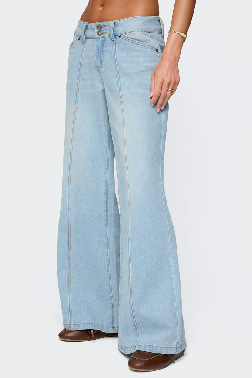 Charlie Panel Stitch Low Rise Bootcut Jeans – edikted
