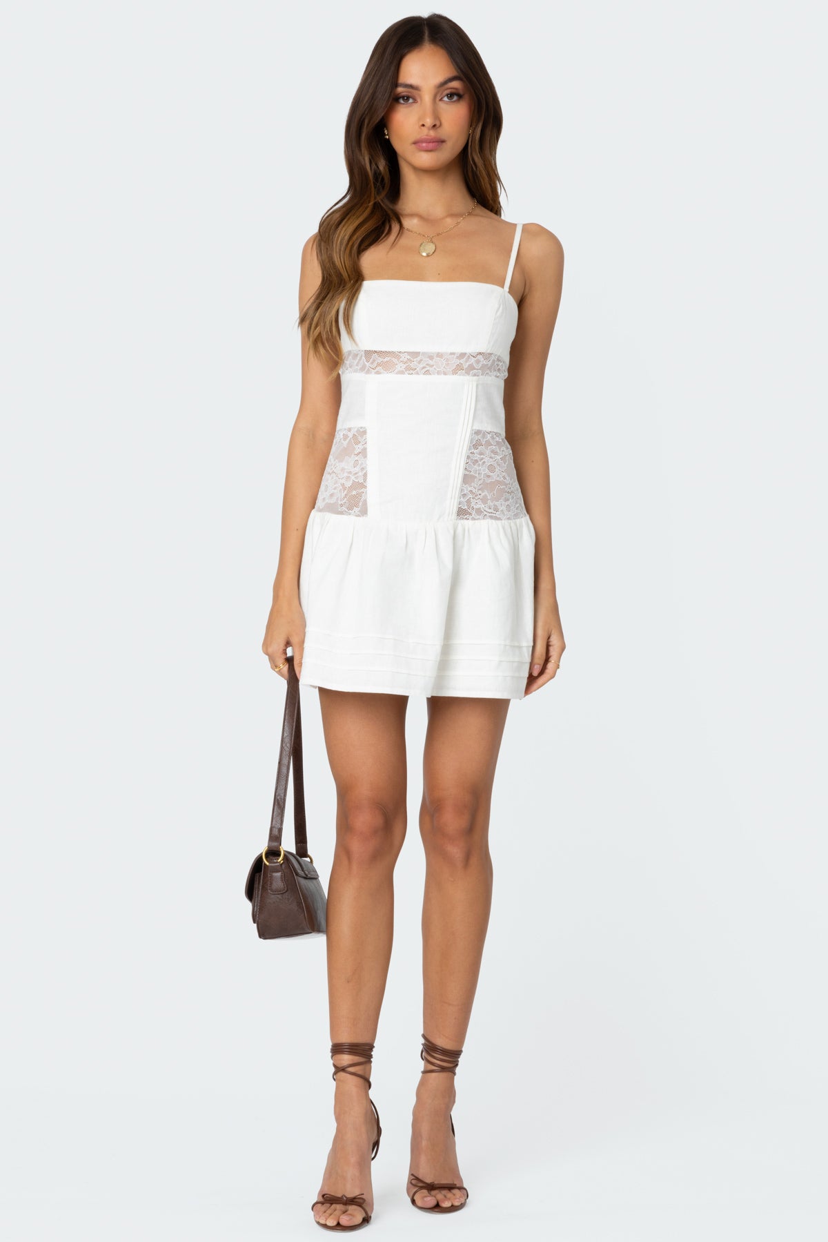 Lacey Linen Look Mini Dress – edikted
