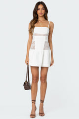 Lacey Linen Look Mini Dress