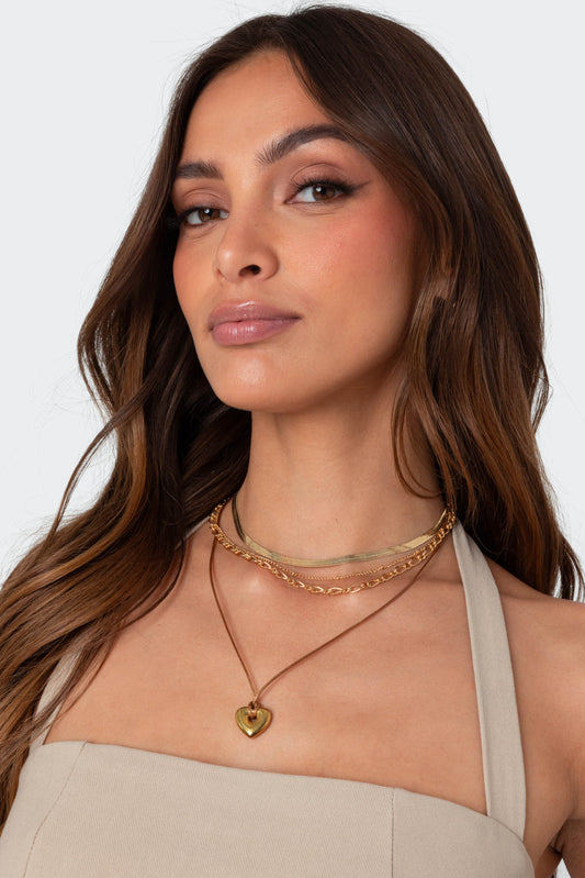 Open Heart Layered Necklace