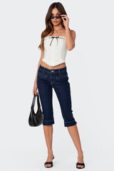 Contrast Stitch Capri Jeans