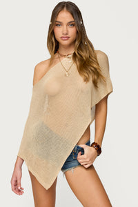 Azalia Asymmetric Knit Poncho