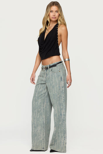 Irina Stud Cowl Neck Halter Top