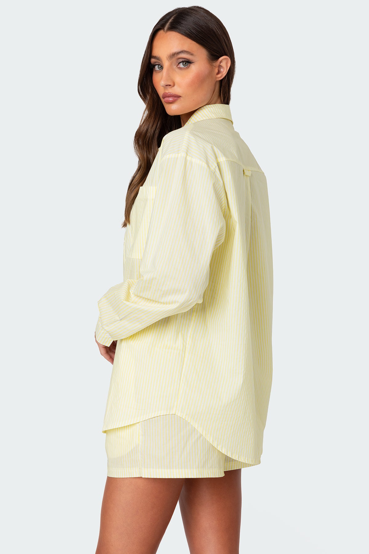 Oversized Pinstripe Button Up Shirt