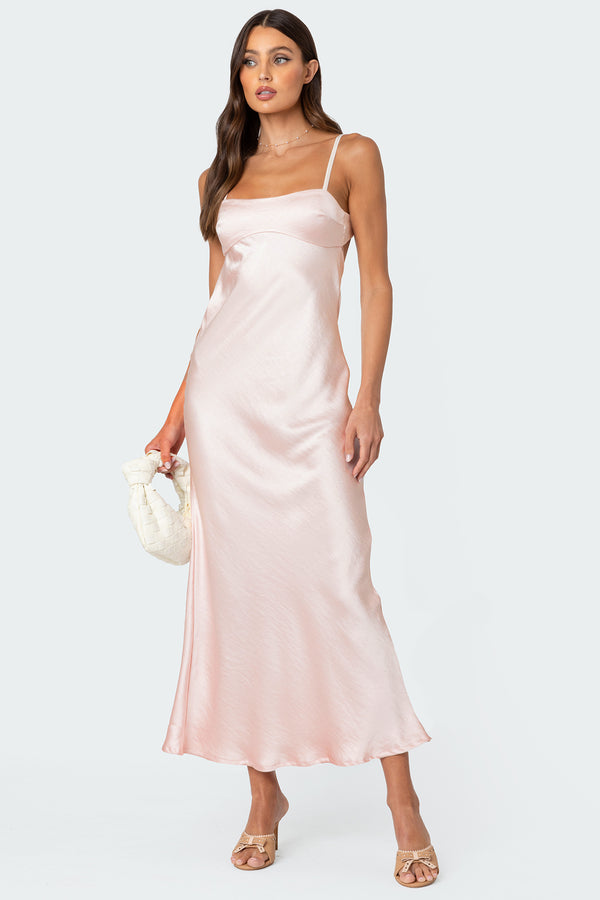 Vienna Open Back Satin Maxi Dress