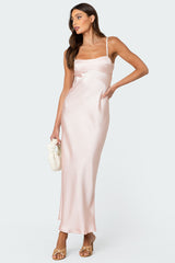 Vienna Open Back Satin Maxi Dress