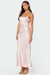 Vienna Open Back Satin Maxi Dress