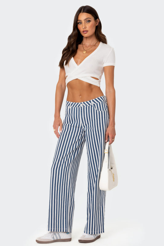 Striped Low Rise Jeans