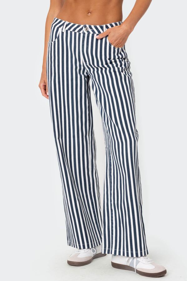 Striped Low Rise Jeans