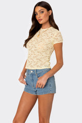 Kaori Sheer Lace T Shirt