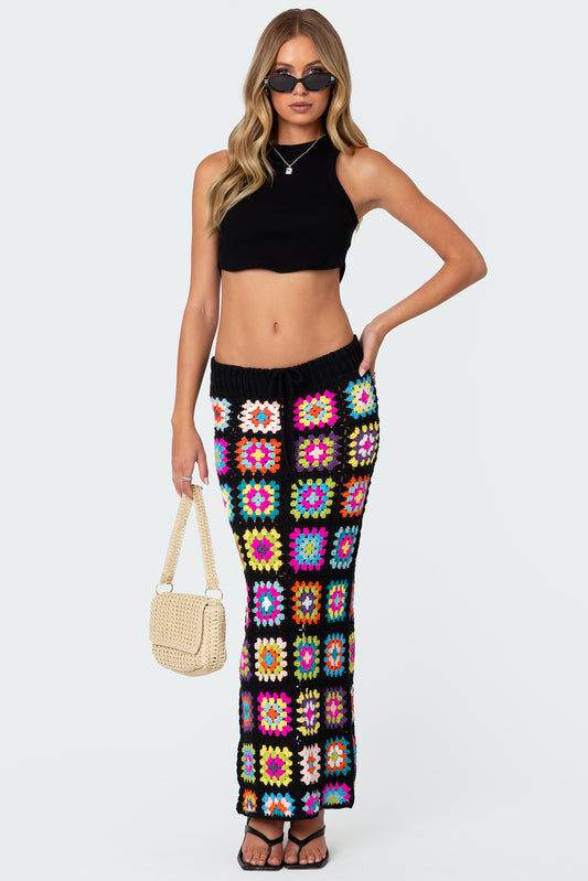 Patchwork Crochet Maxi Skirt