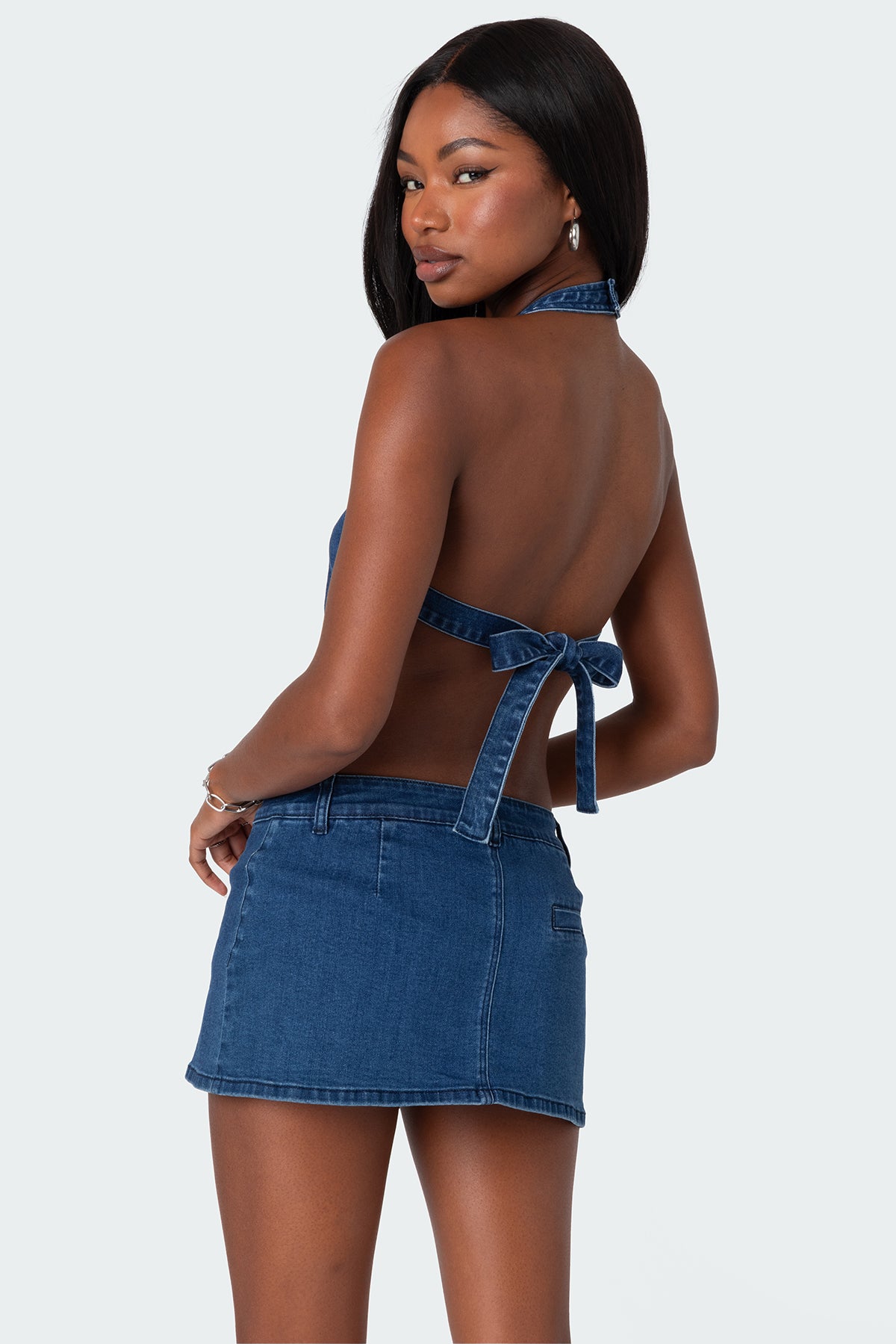 Sydnie Denim Open Back Top