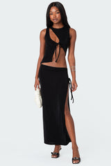 Goldie Slitted Drawstring Maxi Skirt