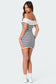 Striped Fold Over Knit Mini Dress