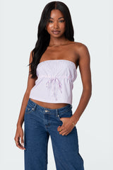 Augusta Pinstripe Strapless Top