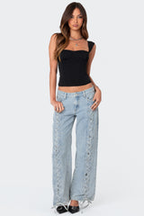 Laced Up Low Rise Jeans