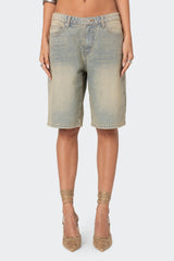 Shira Washed Denim Bermuda Shorts