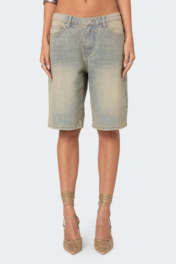 Shira Washed Denim Bermuda Shorts