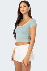 Cinched Lace Trim Top