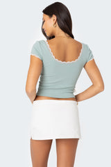 Cinched Lace Trim Top