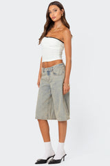 Xtra Long Acid Wash Denim Bermuda Shorts