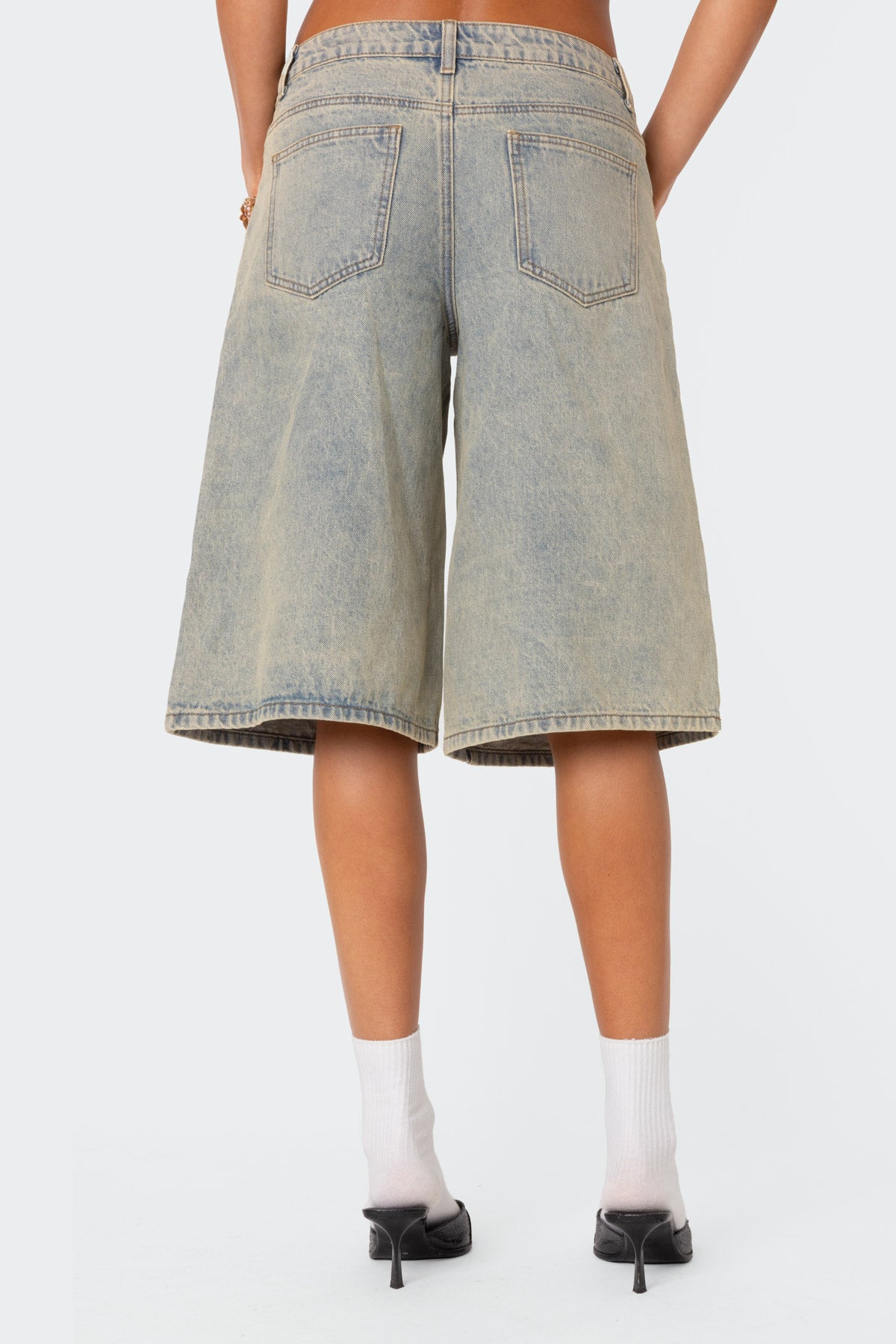 Xtra Long Acid Wash Denim Bermuda Shorts